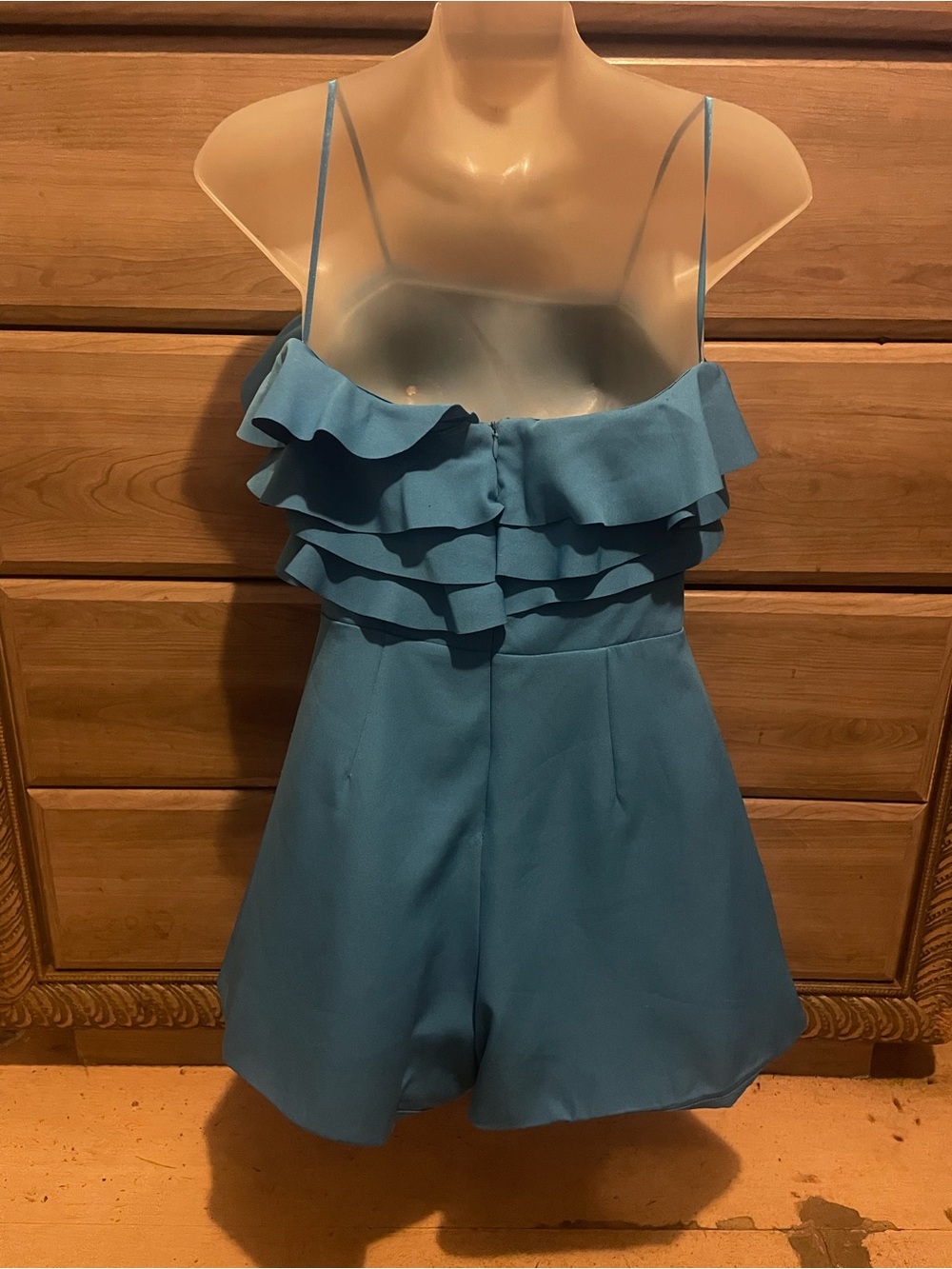 Blue Ruffle Strap Romper - Picture 4 of 6